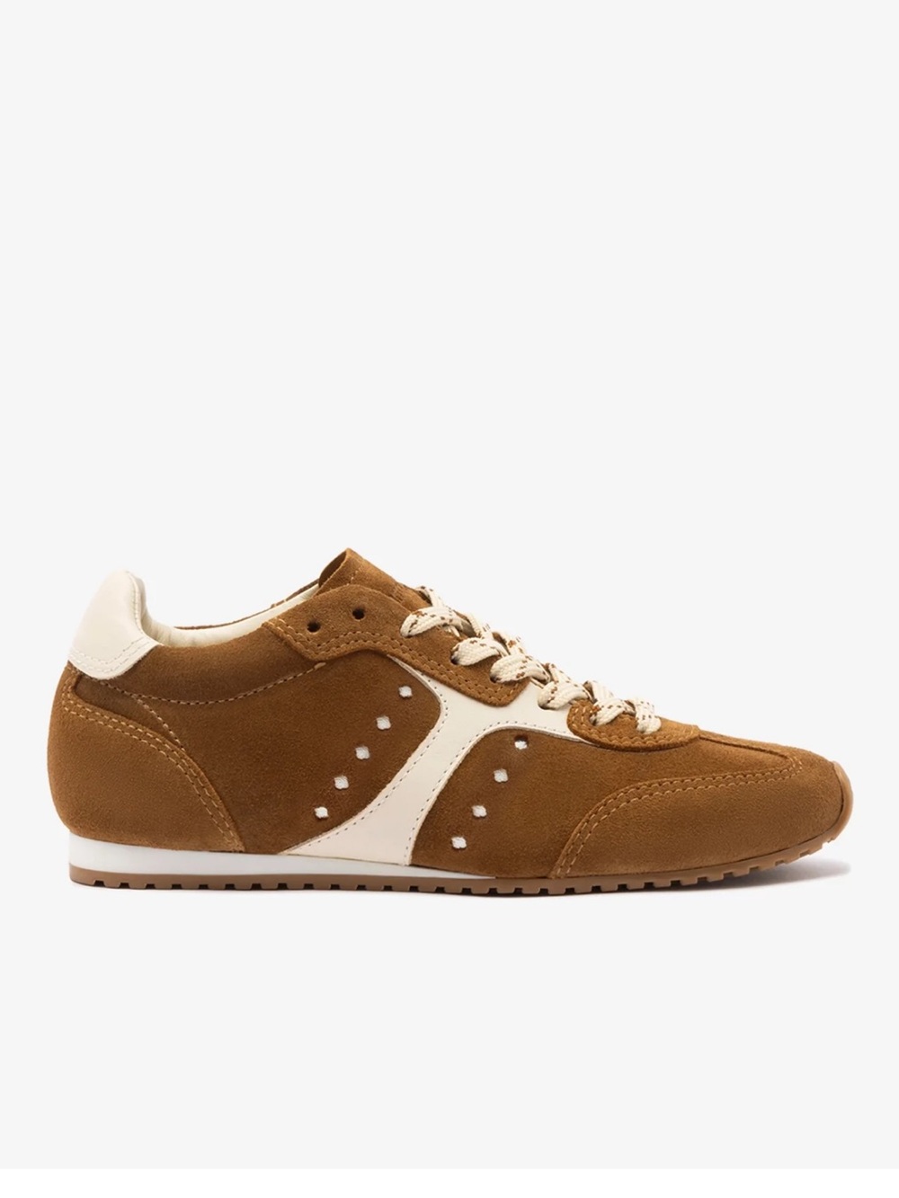 NWT Larroude Women's Suede Sneakers in Brown and Cream